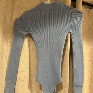 Turtleneck ribbed bodysuit